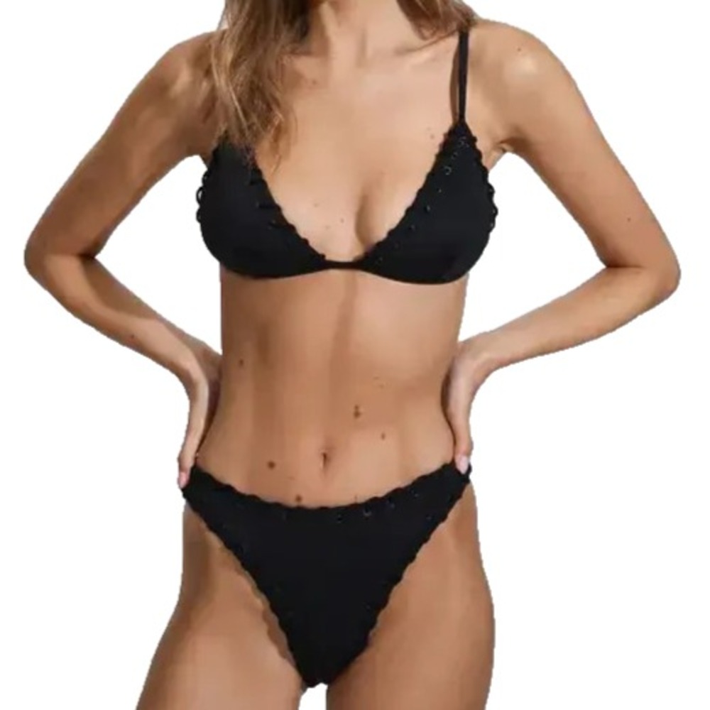 Good Americanโ Black Whip Stitch Triangle Top NWOT/Bikini Bottom NWT Women's 2XL